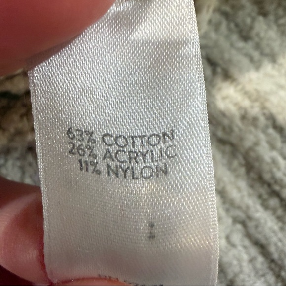 J. Jill Textured V-Neck Cotton Blend Cozy Sweater Womens Small Oatmeal Split Hem - Picture 5 of 6